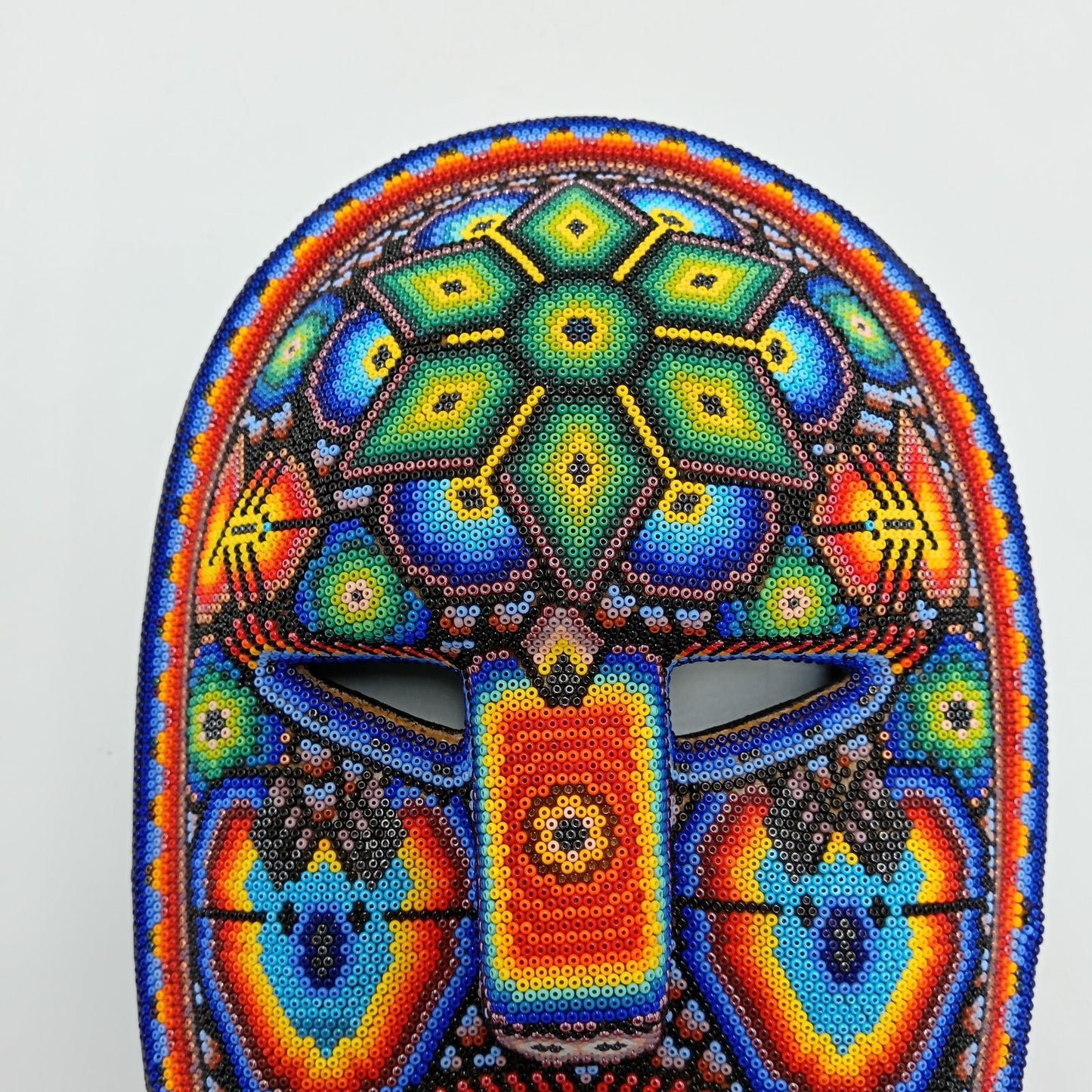 Mexican Huichol Hand Beaded Mask By Octaviano Villa Lopez PP8281