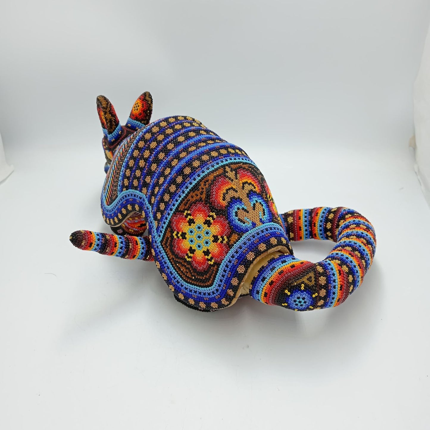 Huichol Hand Beaded Mexican Folk Art, Armadillo By Santos Bautista PP8283