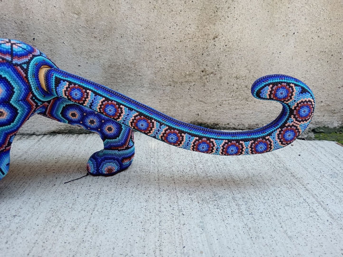 Huichol Hand Beaded Jaguar By Octaviano Villa Lope PP8284