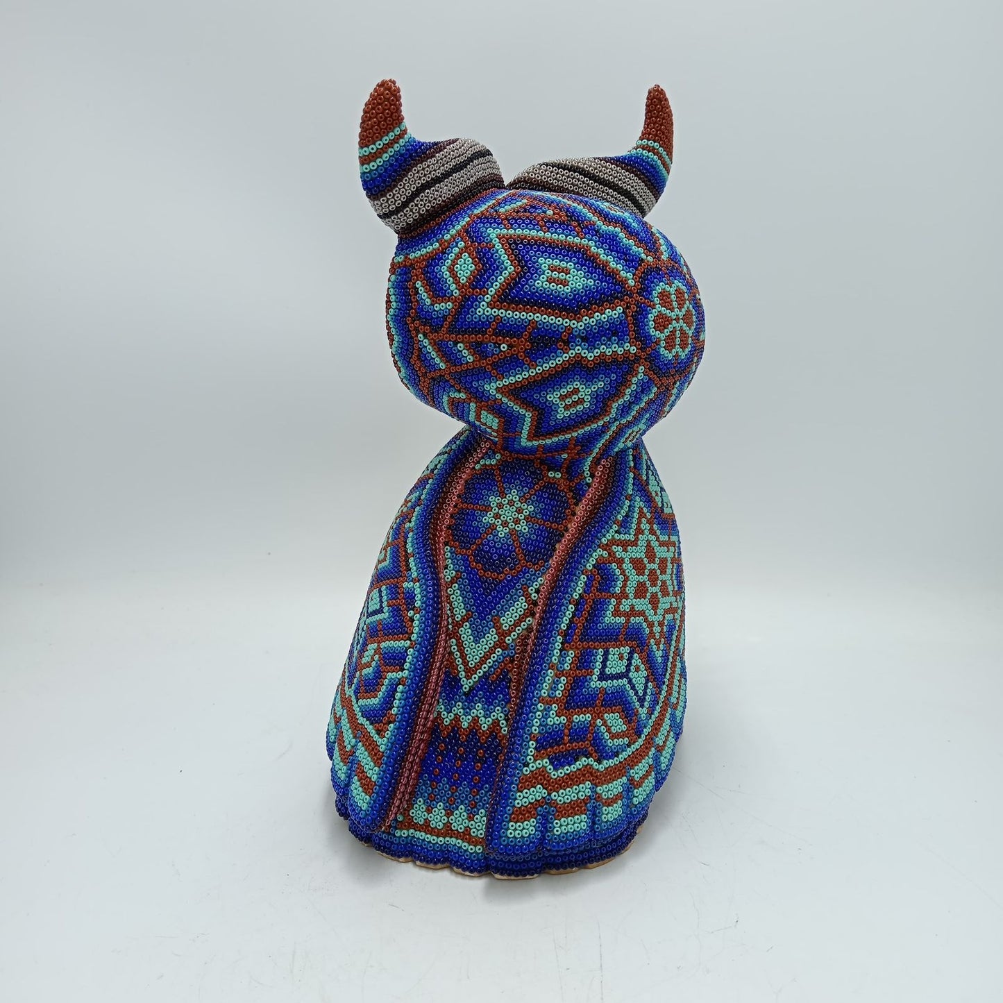 Huichol Hand Beaded Mexican Folk Art, Owl By Santos Bautista PP8288
