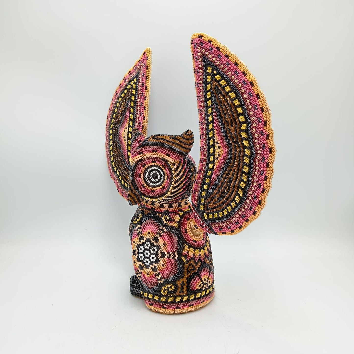 Huichol Hand Beaded Mexican Folk Art, Owl By Santos Bautista PP8289