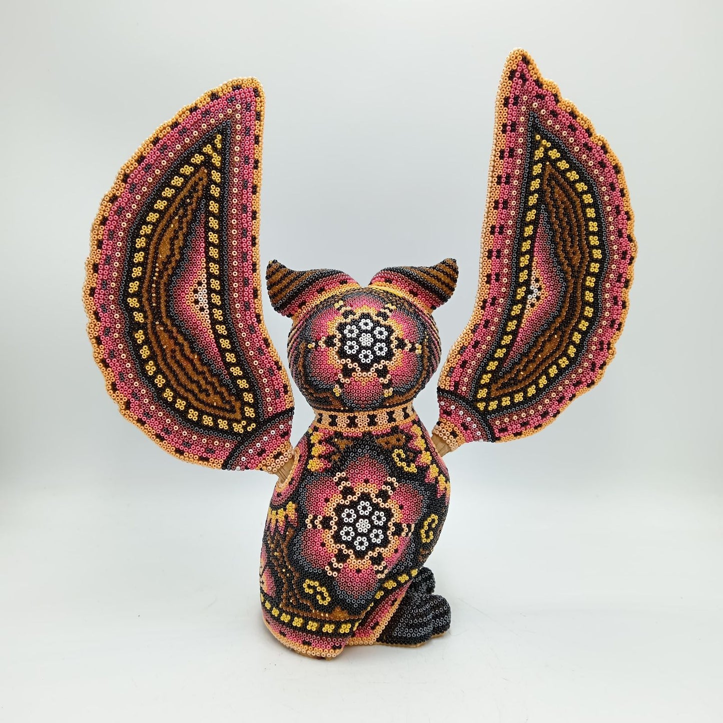 Huichol Hand Beaded Mexican Folk Art, Owl By Santos Bautista PP8289