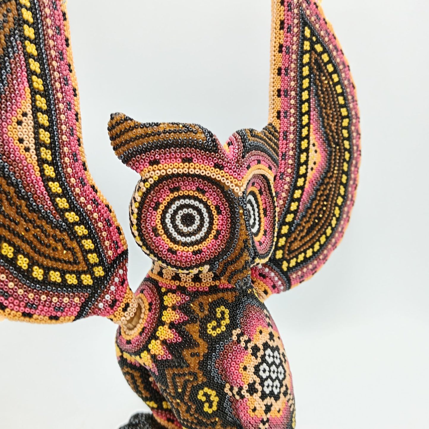 Huichol Hand Beaded Mexican Folk Art, Owl By Santos Bautista PP8289