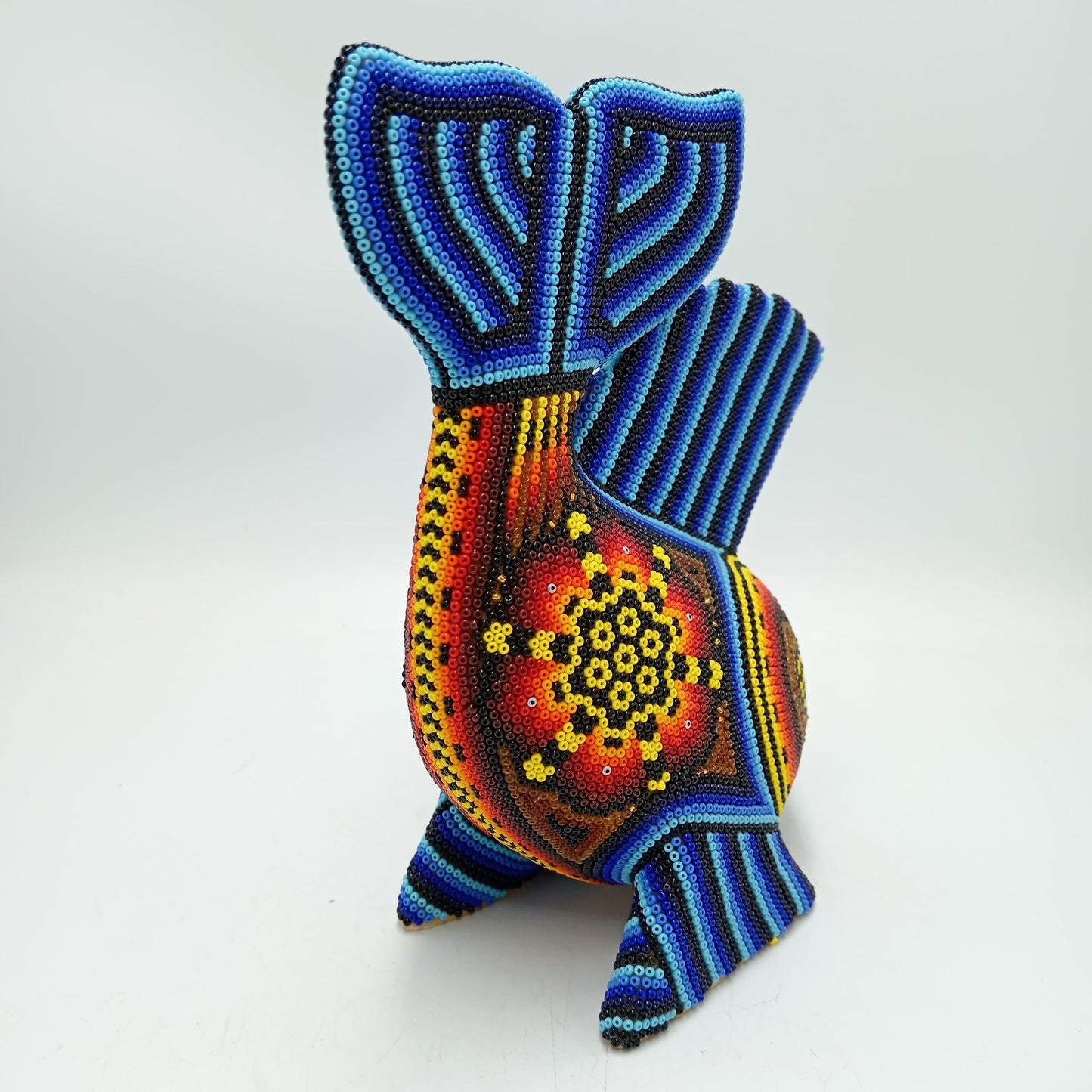 Huichol Hand Beaded Mexican Folk Art, Fish By Santos Bautista PP8290