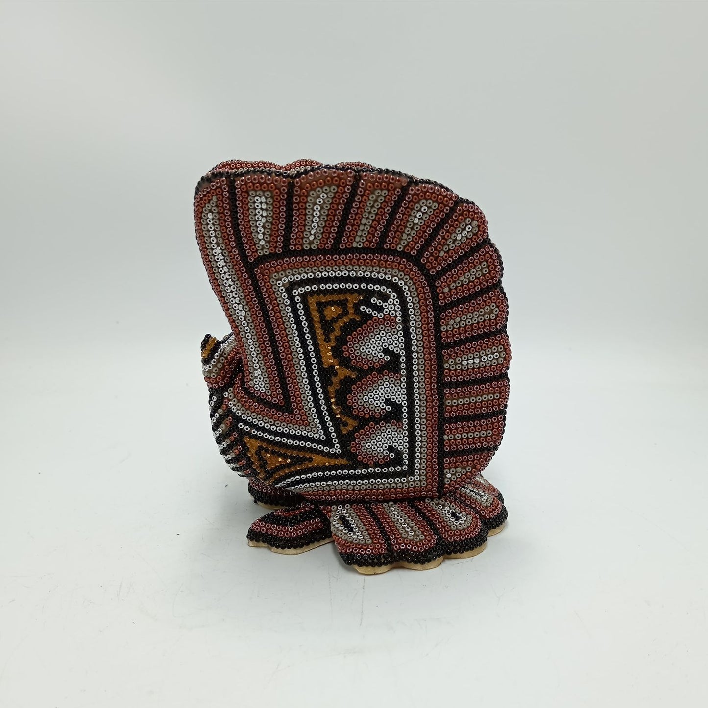 Huichol Hand Beaded Mexican Folk Art, Owl By Santos Bautista PP8291