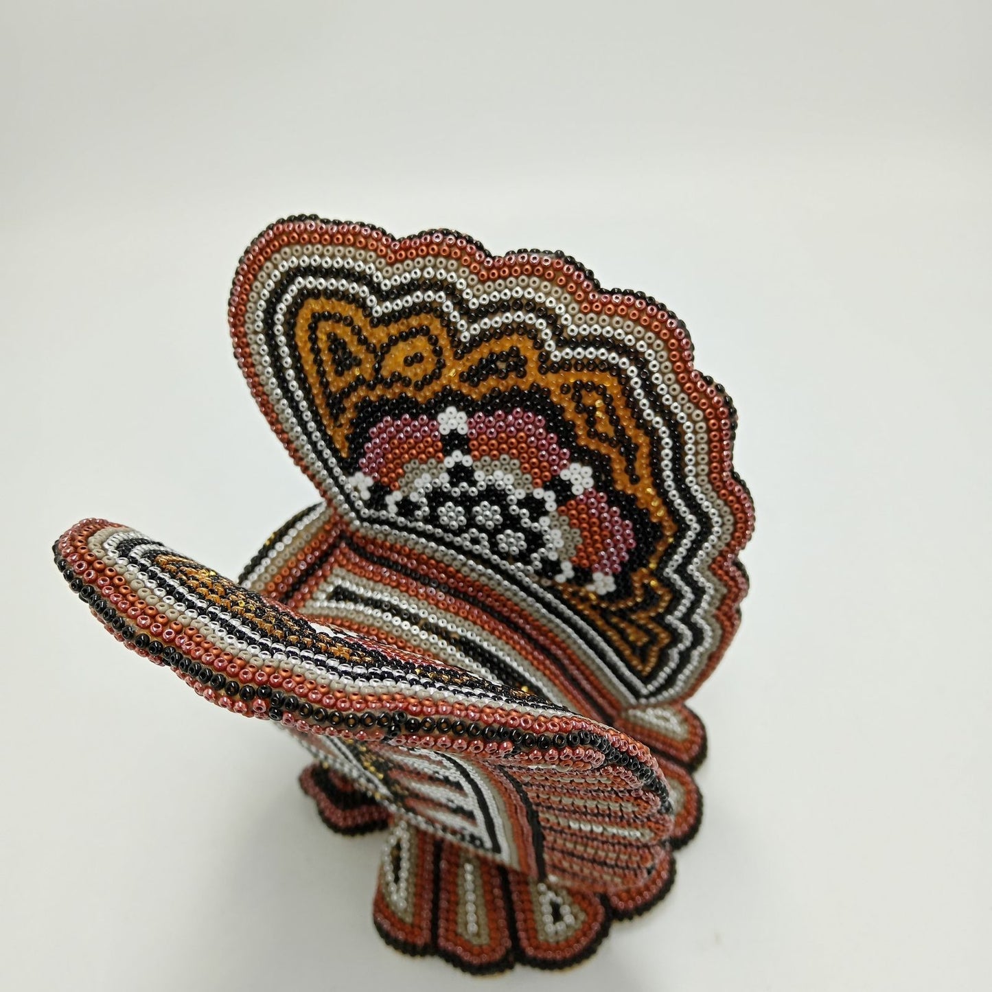 Huichol Hand Beaded Mexican Folk Art, Owl By Santos Bautista PP8291