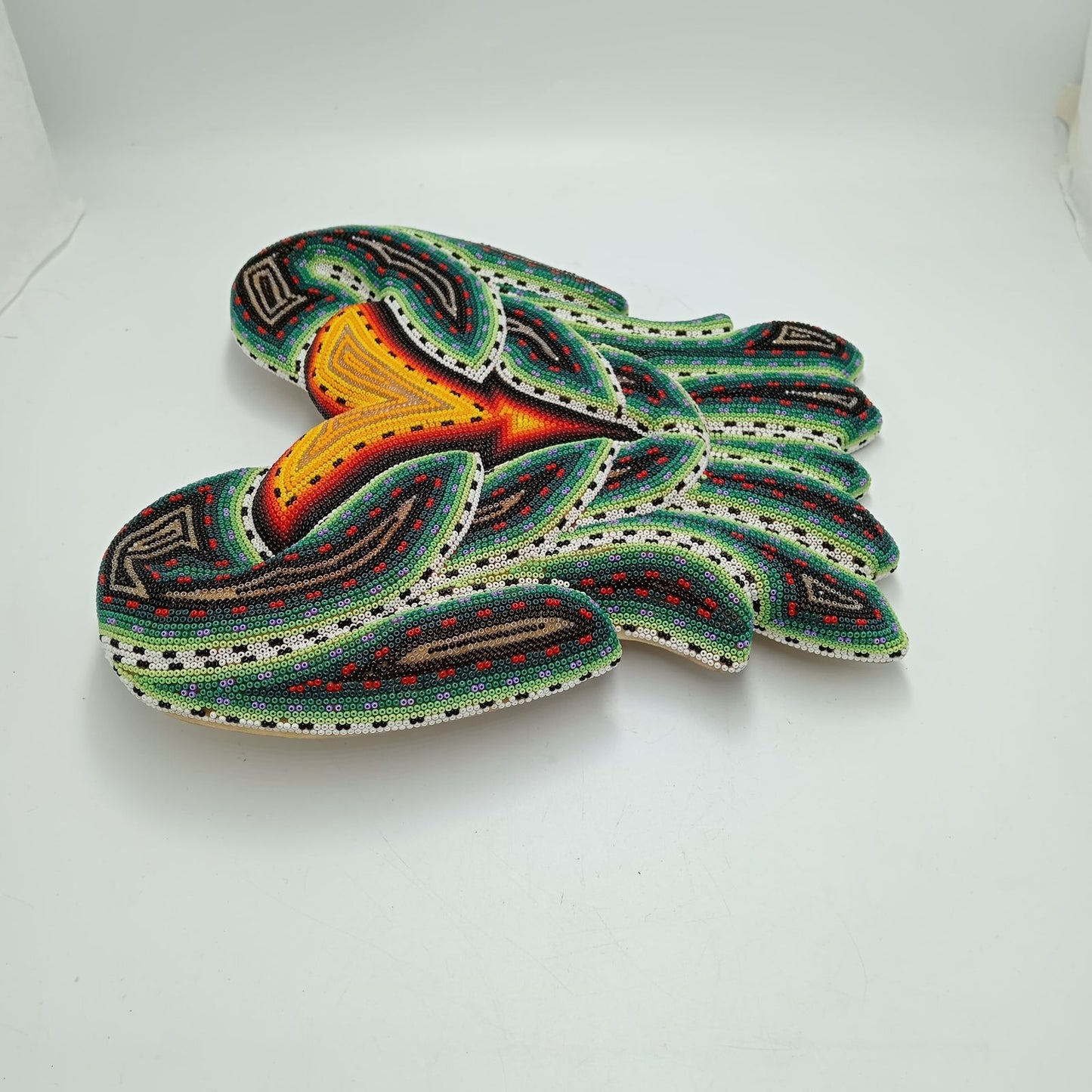 Huichol Hand Beaded Mexican Folk Art Heart with Wings By Santos Bautista PP8292