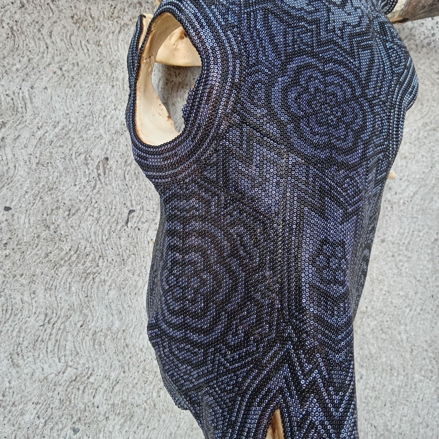 Huichol Indian Hand Beaded Bull Skull By Santos Bautista PP8296