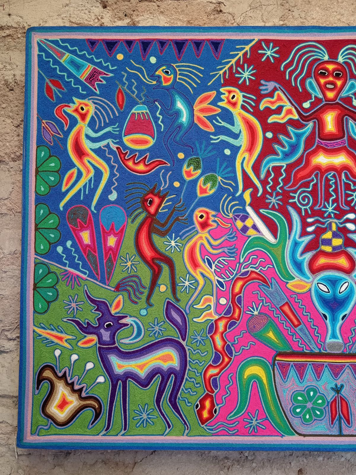 Mexican Folk Art Huichol Yarn Painting by Cooperativa Zitacua PP8299