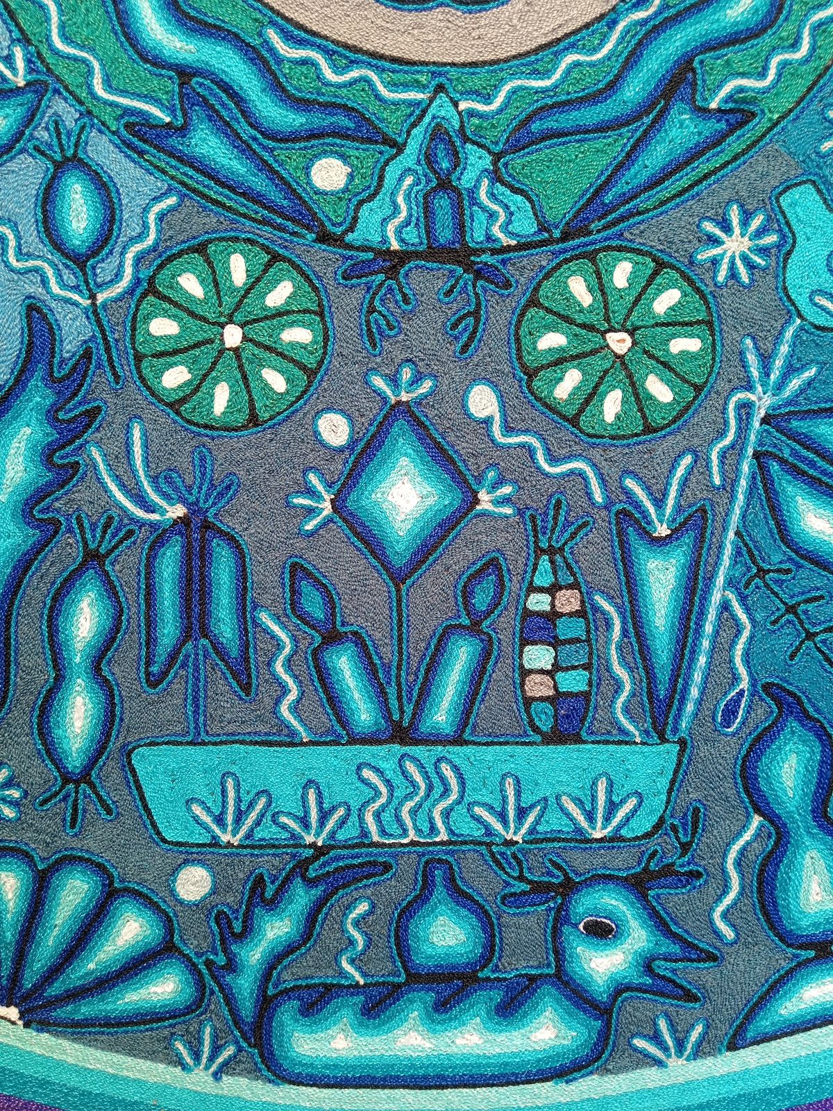 Mexican Folk Art Huichol Yarn Painting by Cooperativa Zitacua PP8300