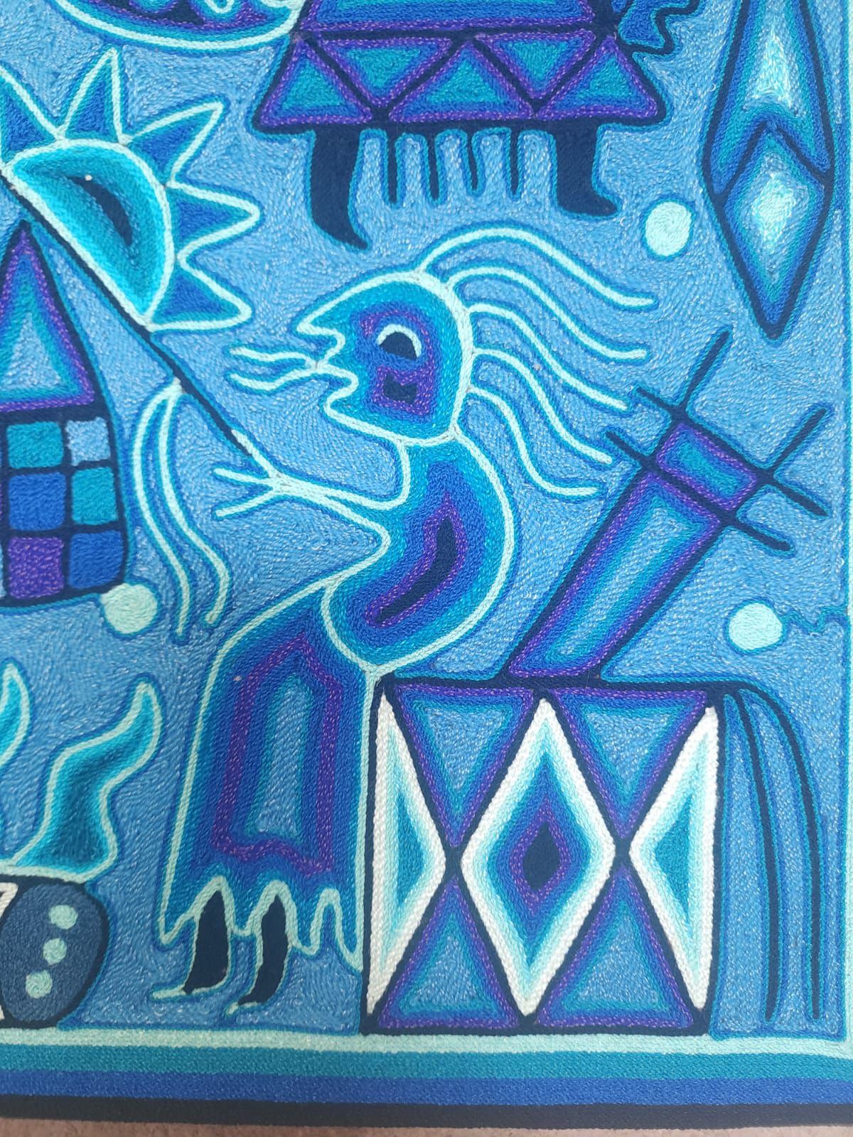 Huichol Yarn Painting Mexican Folk Art by Hilaria Chavez Carrillo PP8301