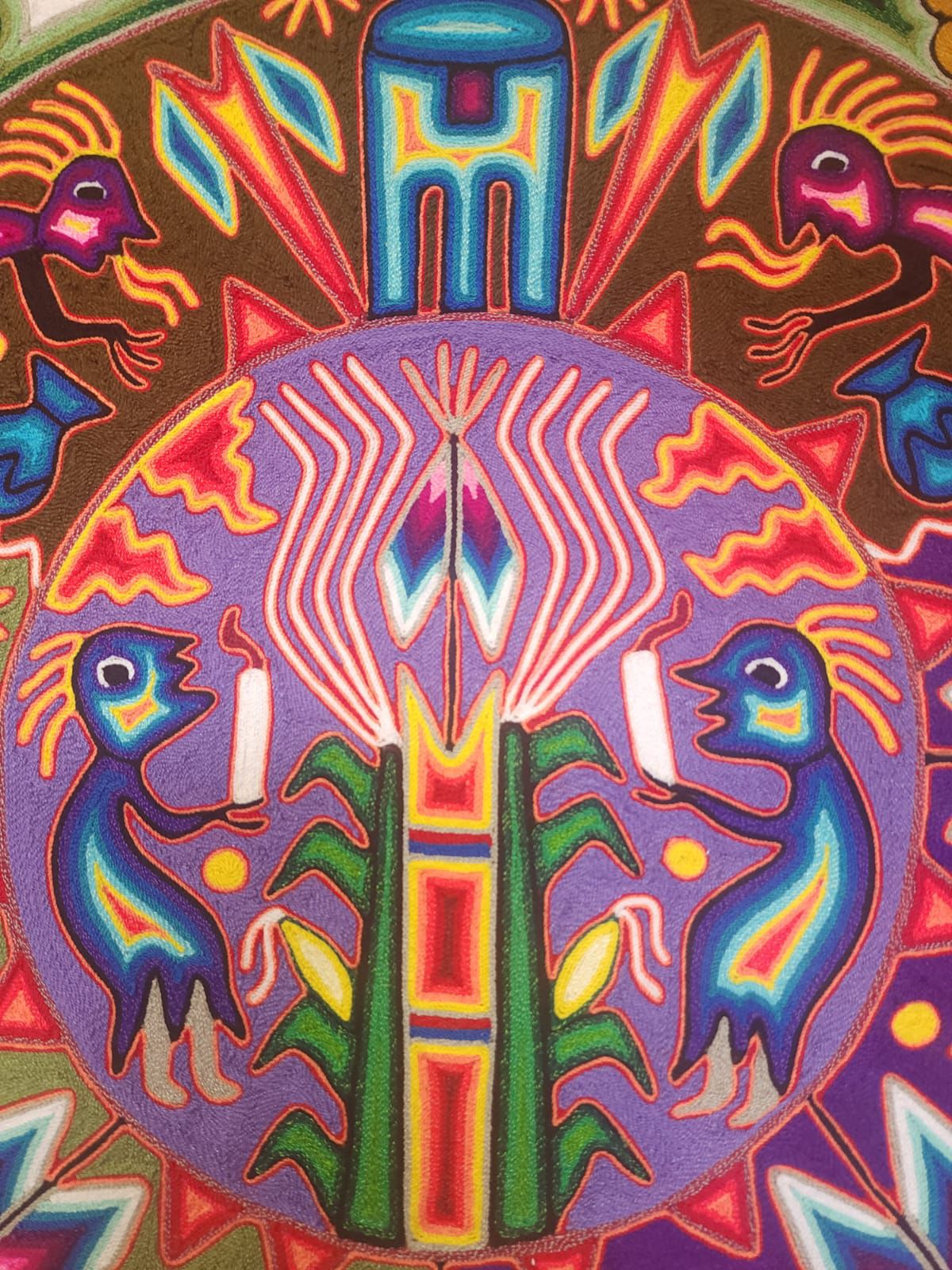 Huichol Yarn Painting Mexican Folk Art by Hilaria Chavez Carrillo PP8302