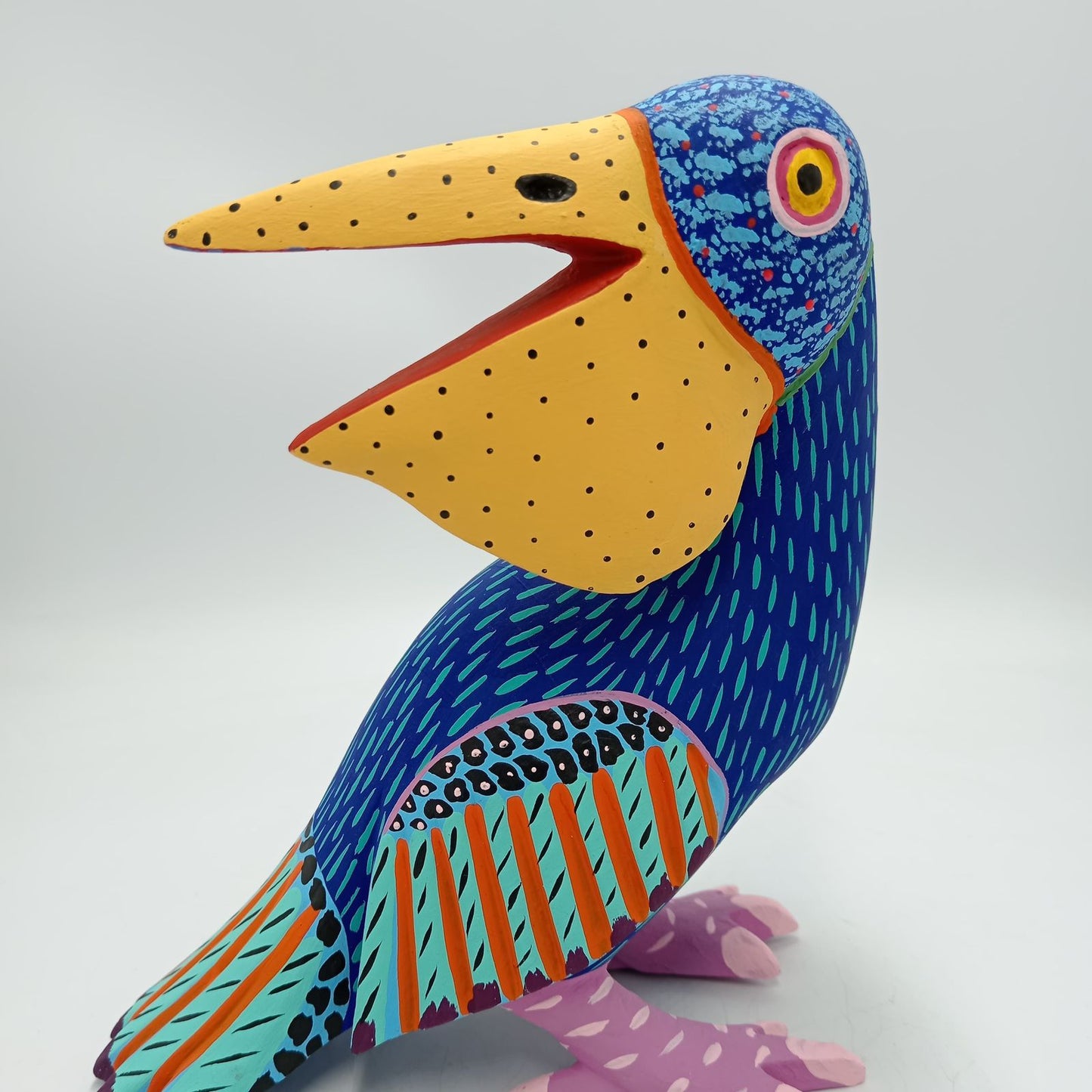 Wood Carving Hand Made Pelican By Armando Jimenez PP8310