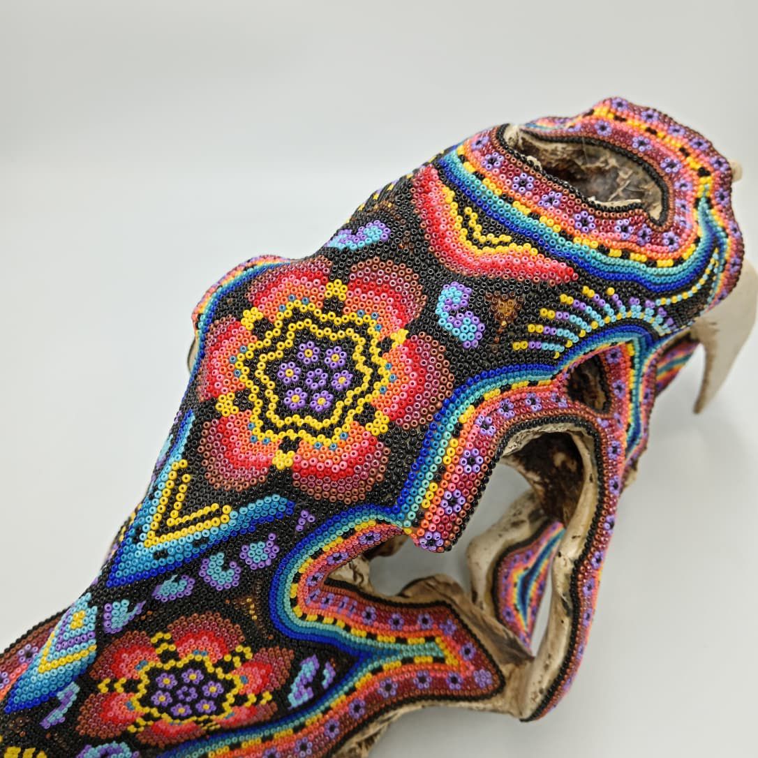 Huichol Hand Beaded Mexican Folk Art, Saber Teeth By Santos Bautista PP8316