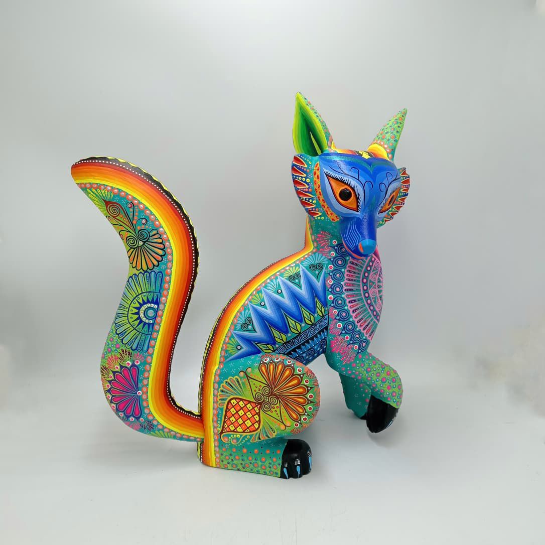 Mexican Folk Art Oaxacan Wood Carving Alebrije Hand Made, Lynx By Luis Sosa PP8317