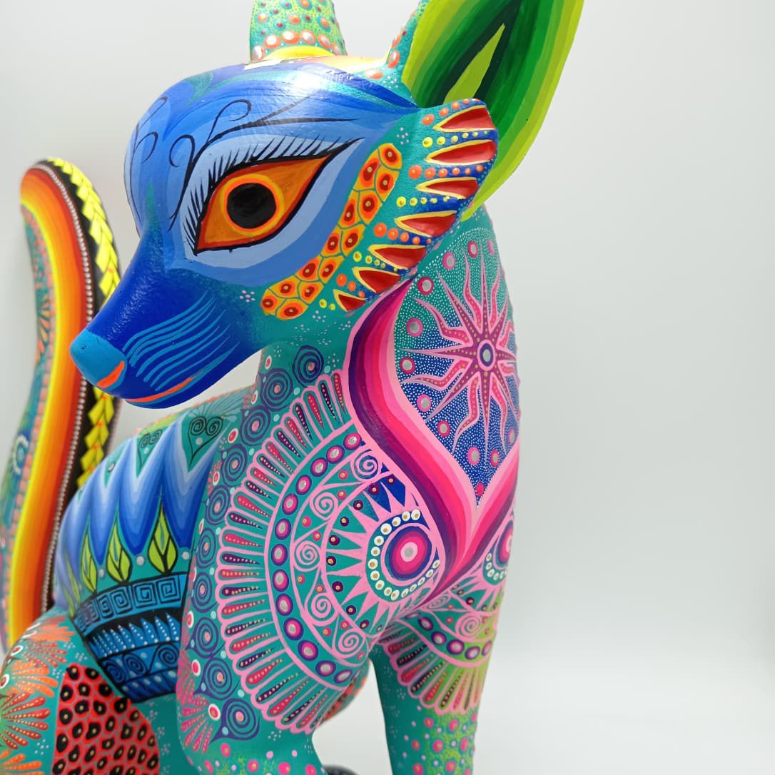 Mexican Folk Art Oaxacan Wood Carving Alebrije Hand Made, Lynx By Luis Sosa PP8317