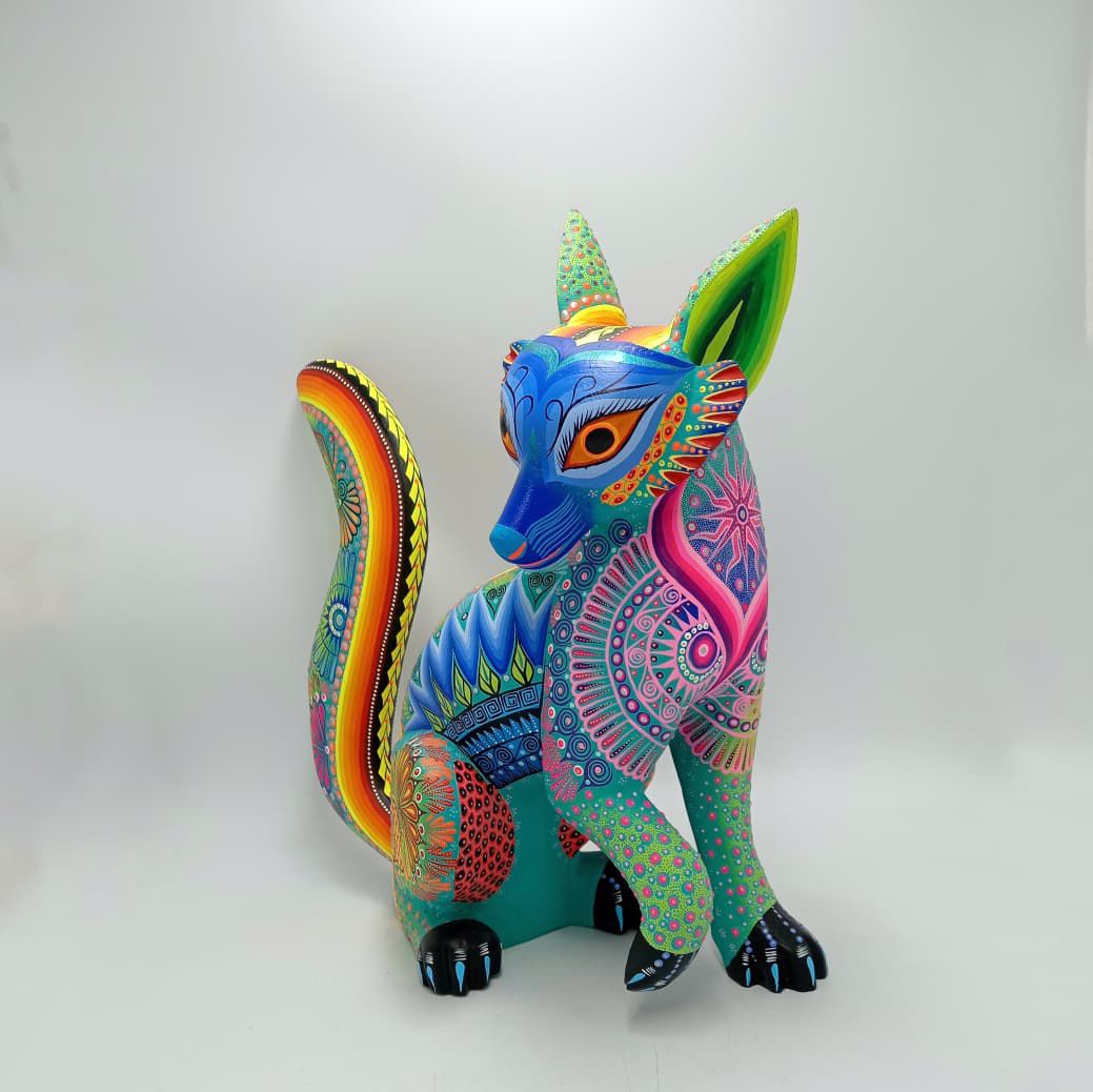 Mexican Folk Art Oaxacan Wood Carving Alebrije Hand Made, Lynx By Luis Sosa PP8317