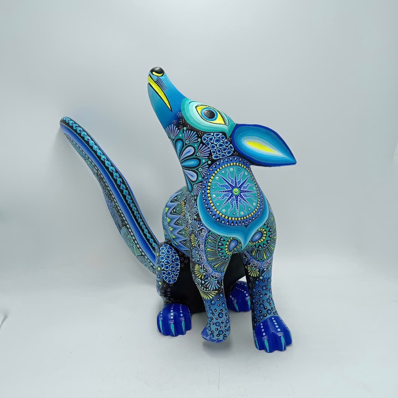 Mexican Folk Art Oaxacan Wood Carving Alebrije Hand Made, Coyote By Luis Sosa PP8318