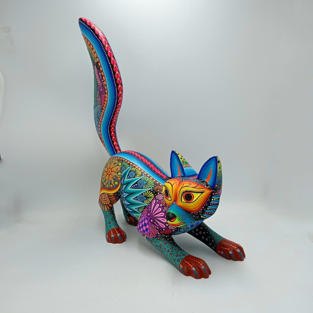 Mexican Folk Art Oaxacan Wood Carving Alebrije Hand Made, Lynx By Luis Sosa PP8319