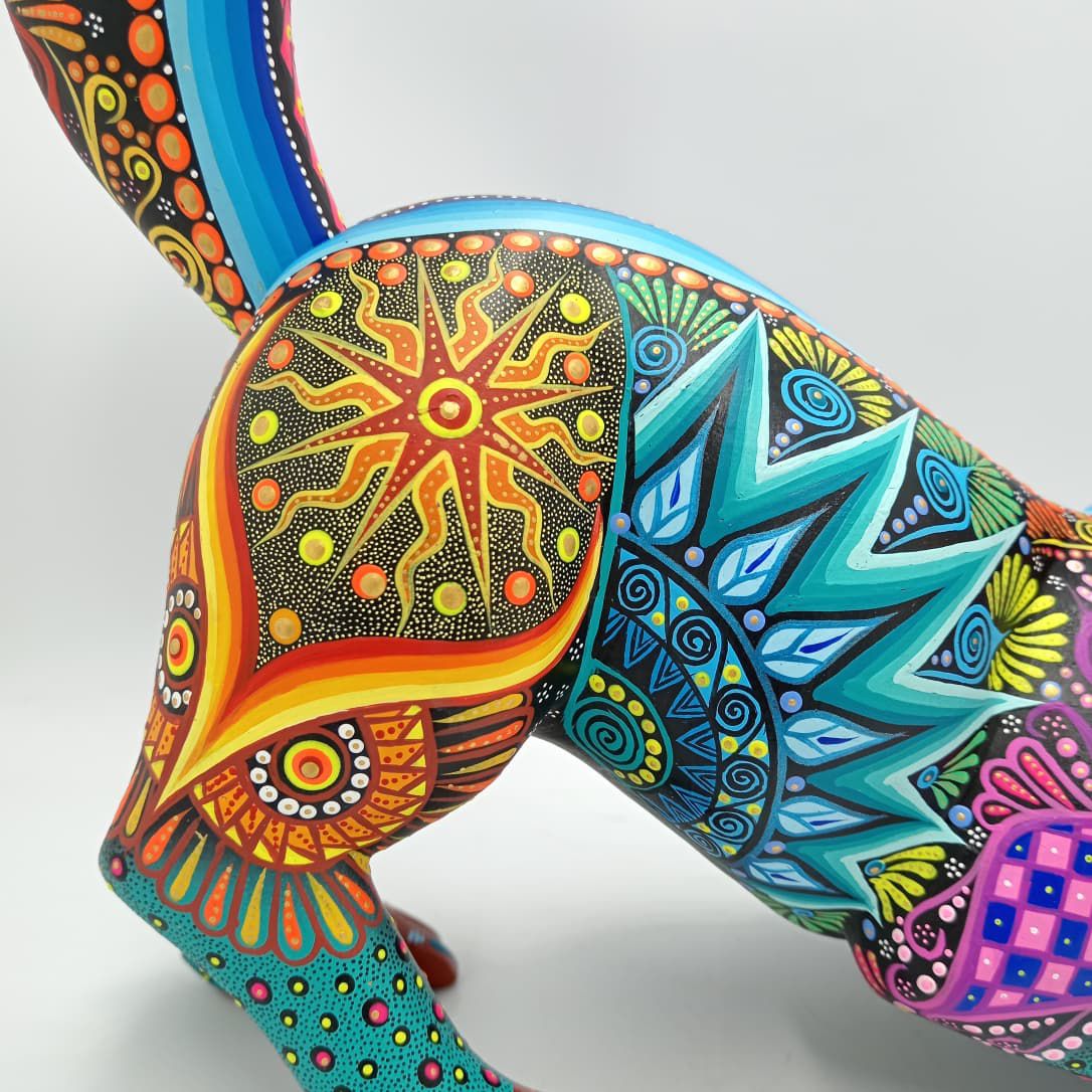 Mexican Folk Art Oaxacan Wood Carving Alebrije Hand Made, Lynx By Luis Sosa PP8319