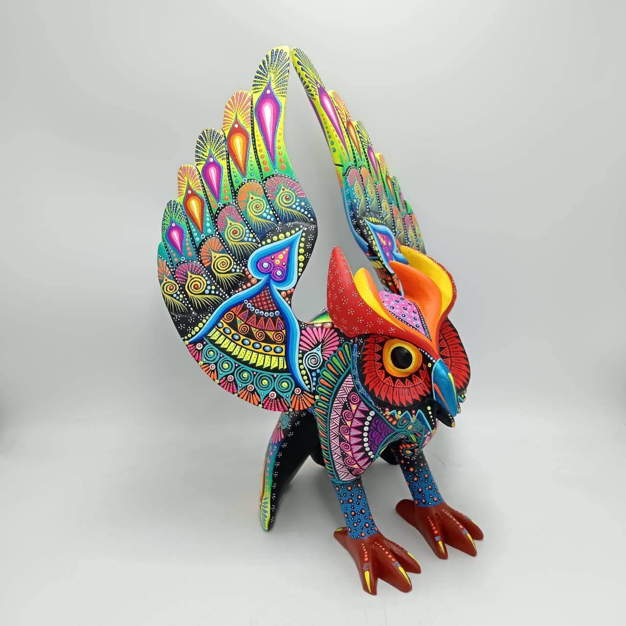 Mexican Folk Art Oaxacan Wood Carving Alebrije Hand Made, Owl By Luis Sosa PP8323