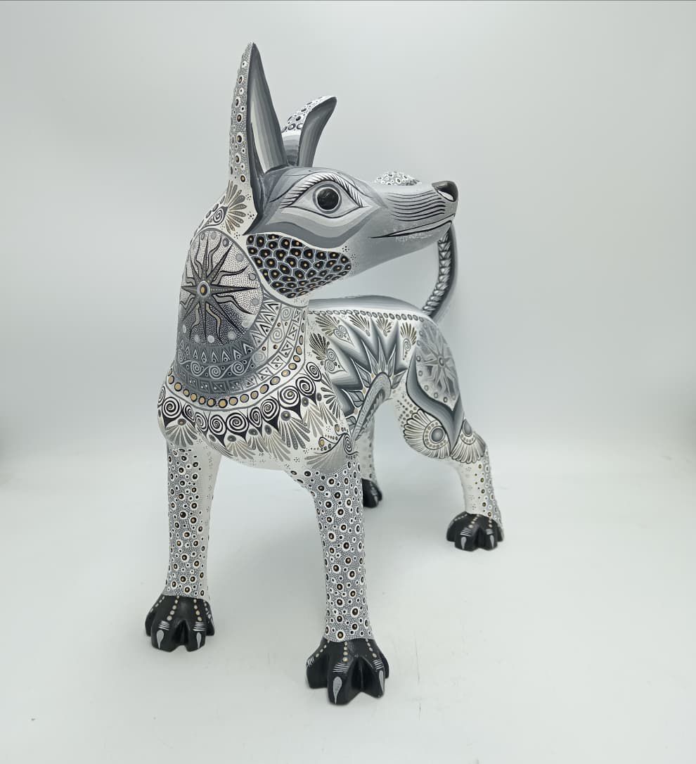Mexican Folk Art Oaxacan Wood Carving Alebrije Hand Made, Dog By Luis Sosa PP8324