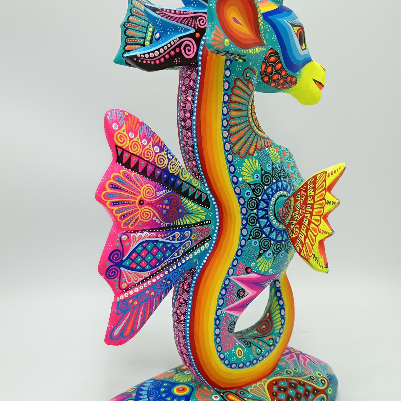 Mexican Folk Art Oaxacan Wood Carving Alebrije Hand Made, Sea Horse By Luis Sosa PP8325