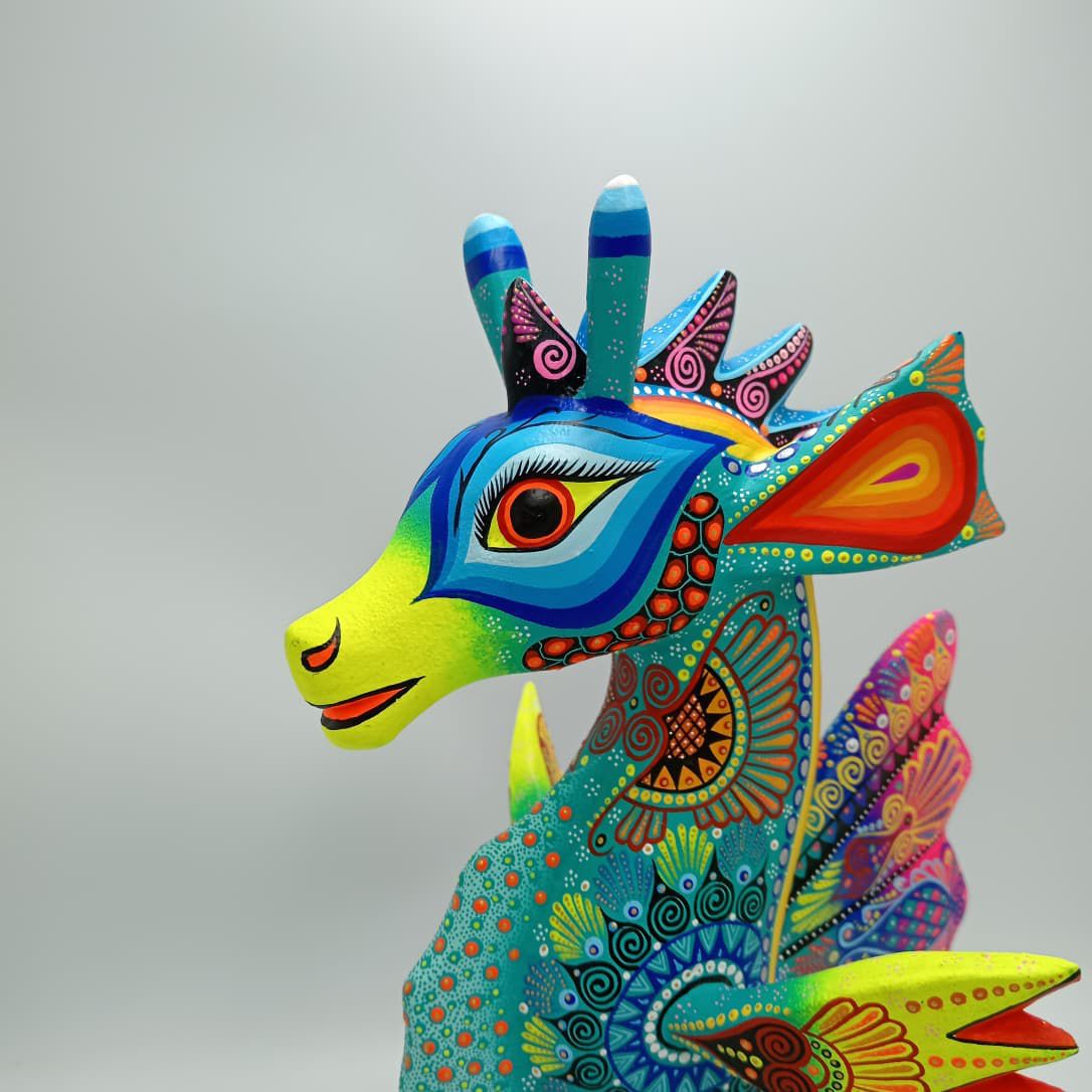 Mexican Folk Art Oaxacan Wood Carving Alebrije Hand Made, Sea Horse By Luis Sosa PP8325