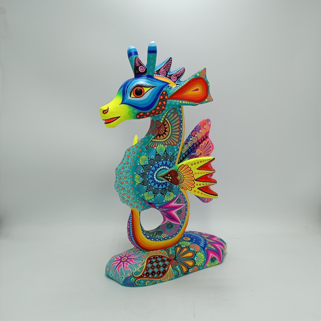 Mexican Folk Art Oaxacan Wood Carving Alebrije Hand Made, Sea Horse By Luis Sosa PP8325