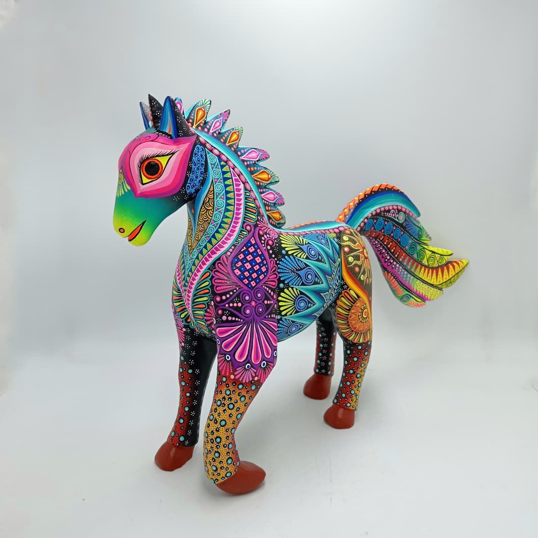 Mexican Folk Art Oaxacan Wood Carving Alebrije Hand Made, Horse By Luis Sosa PP8326