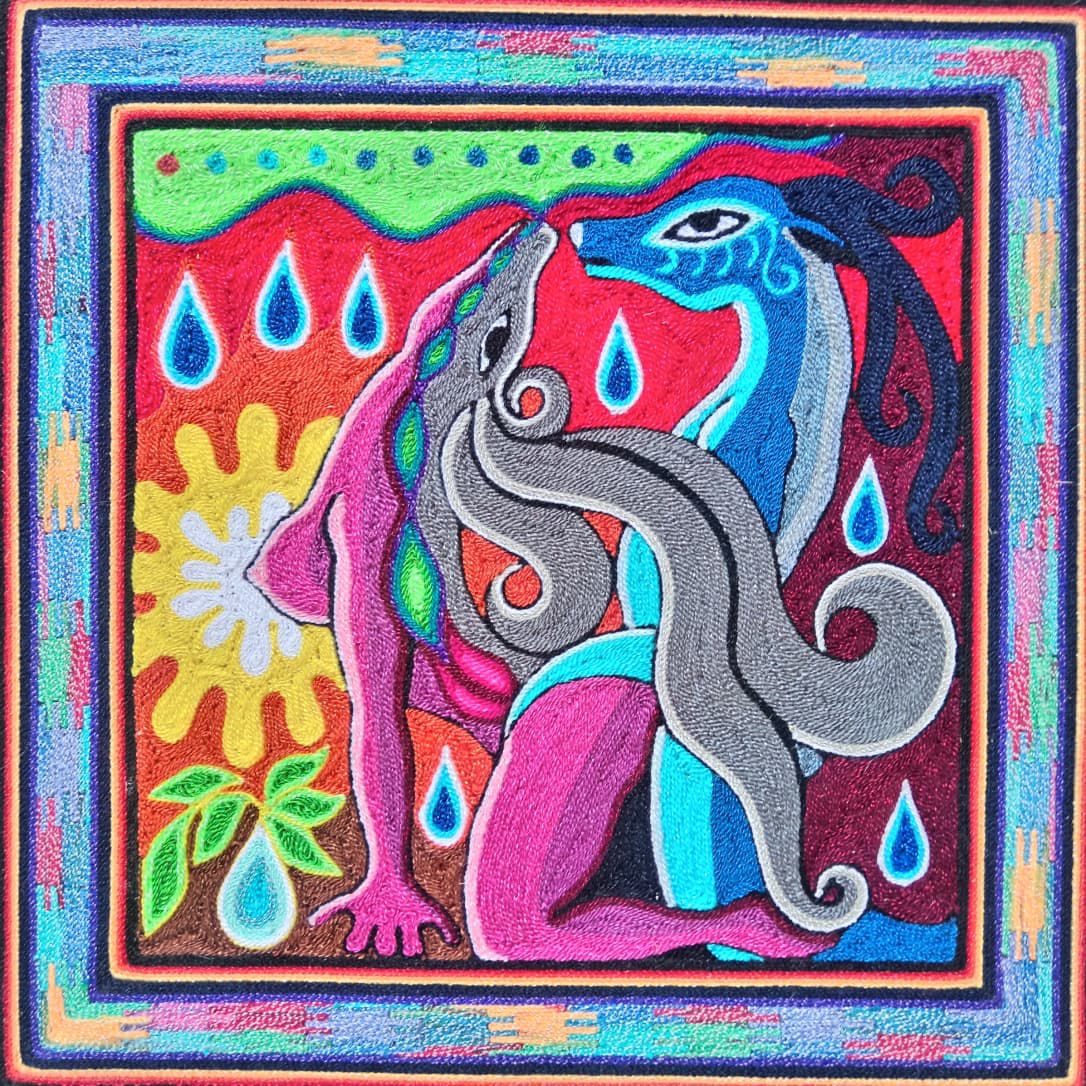Huichol Mexican Folk Art Yarn Painting by Neikame PP8327