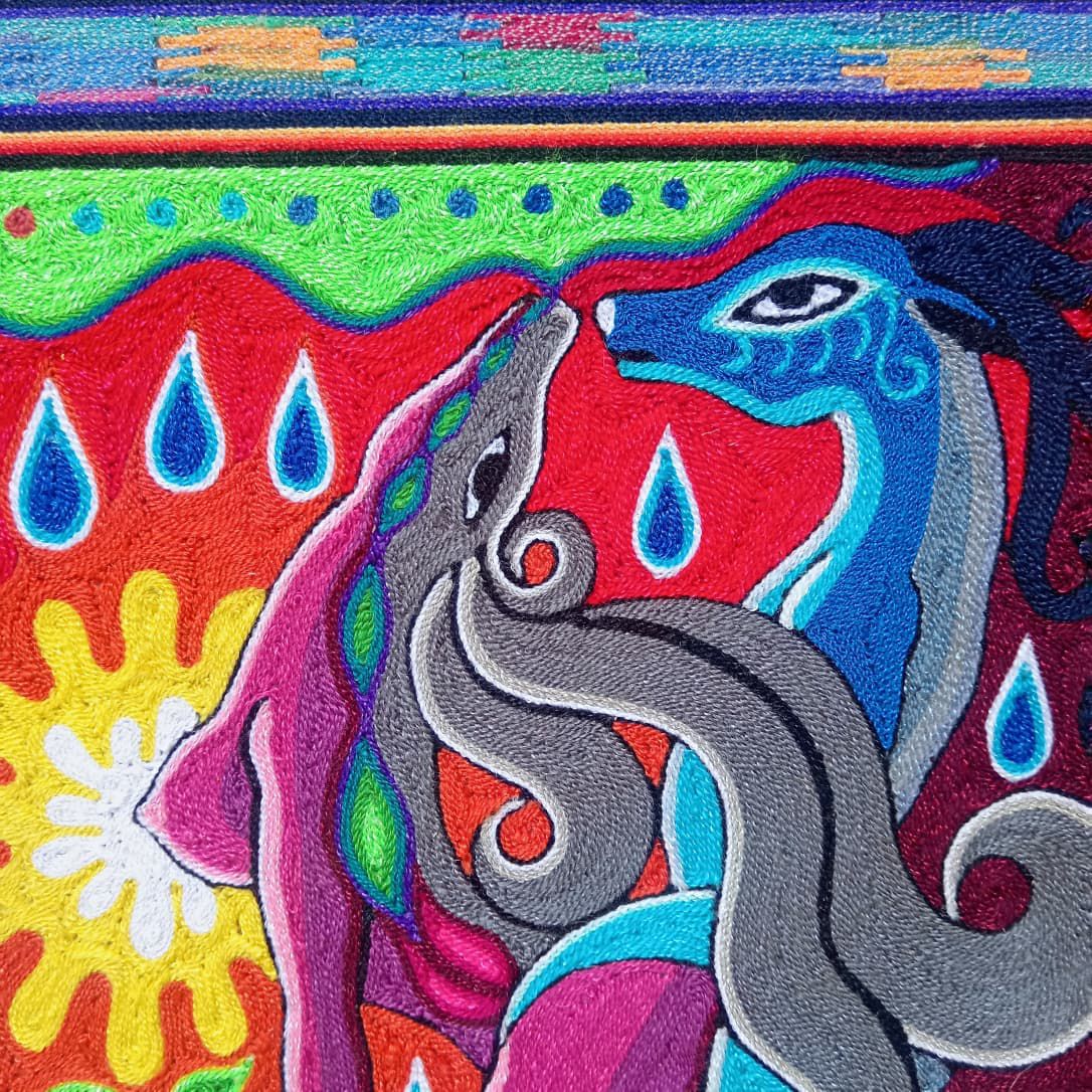 Huichol Mexican Folk Art Yarn Painting by Neikame PP8327
