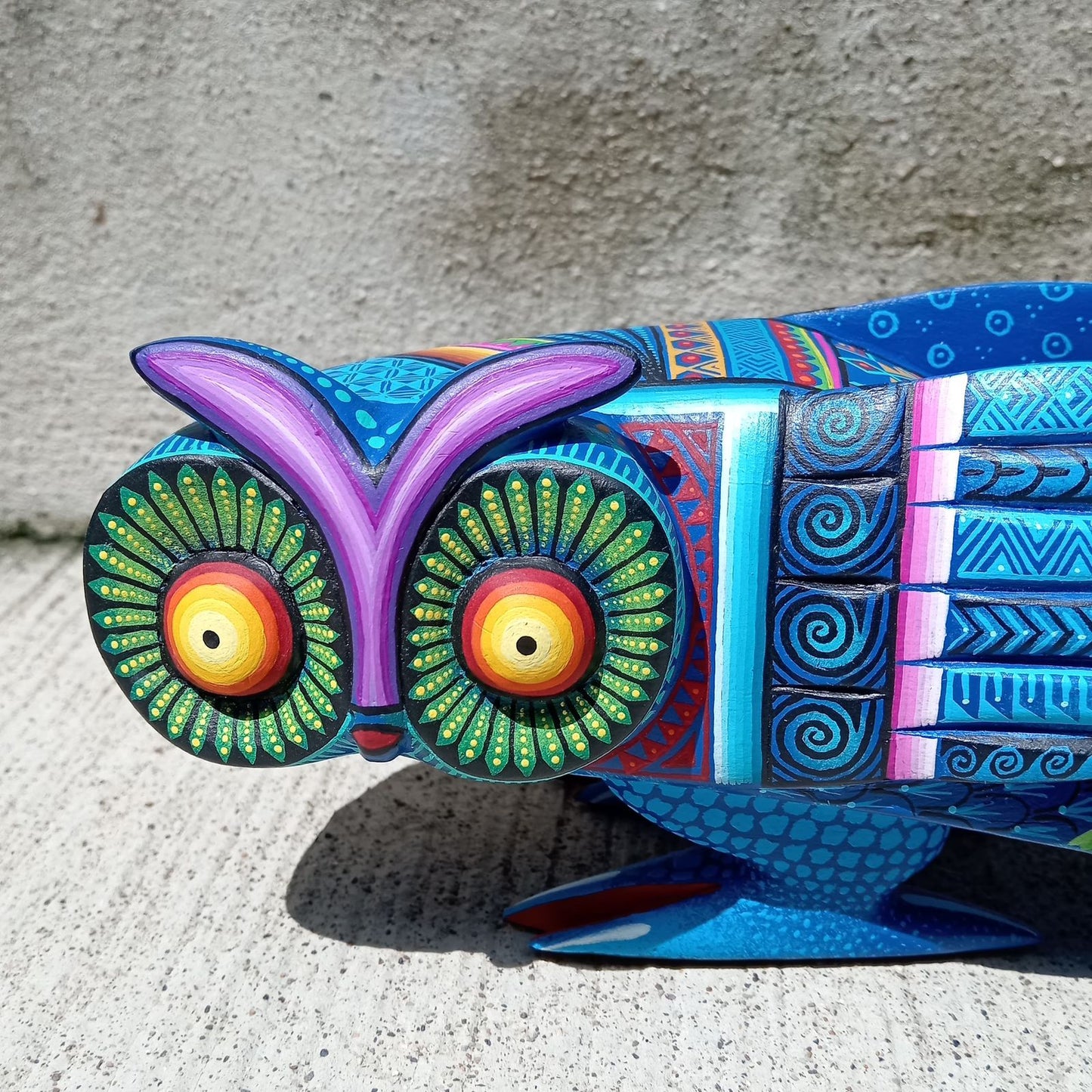 Mexican Oaxacan Wood Carving Owl By Julia Fuentes PP8330