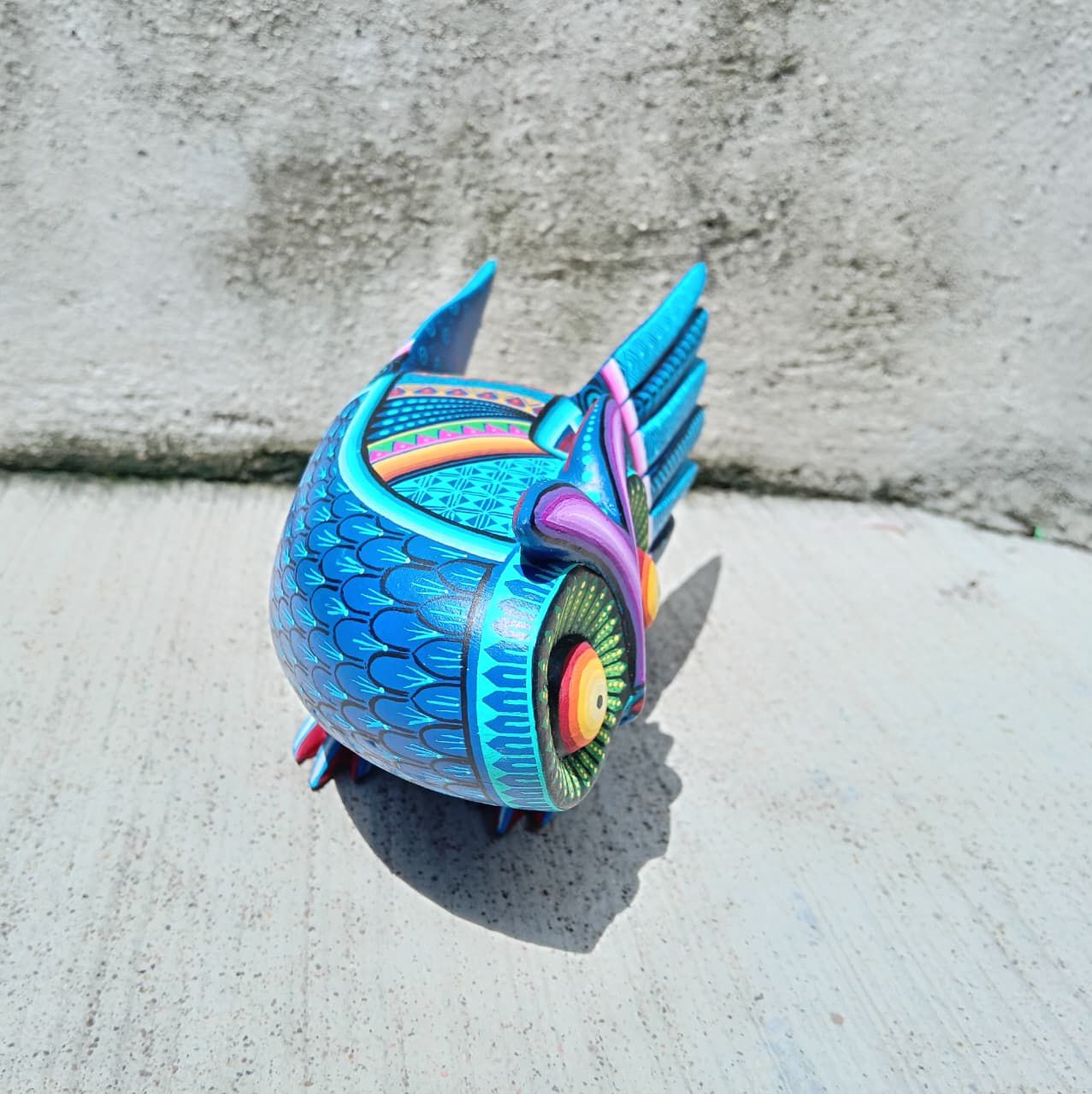 Mexican Oaxacan Wood Carving Owl By Julia Fuentes PP8330