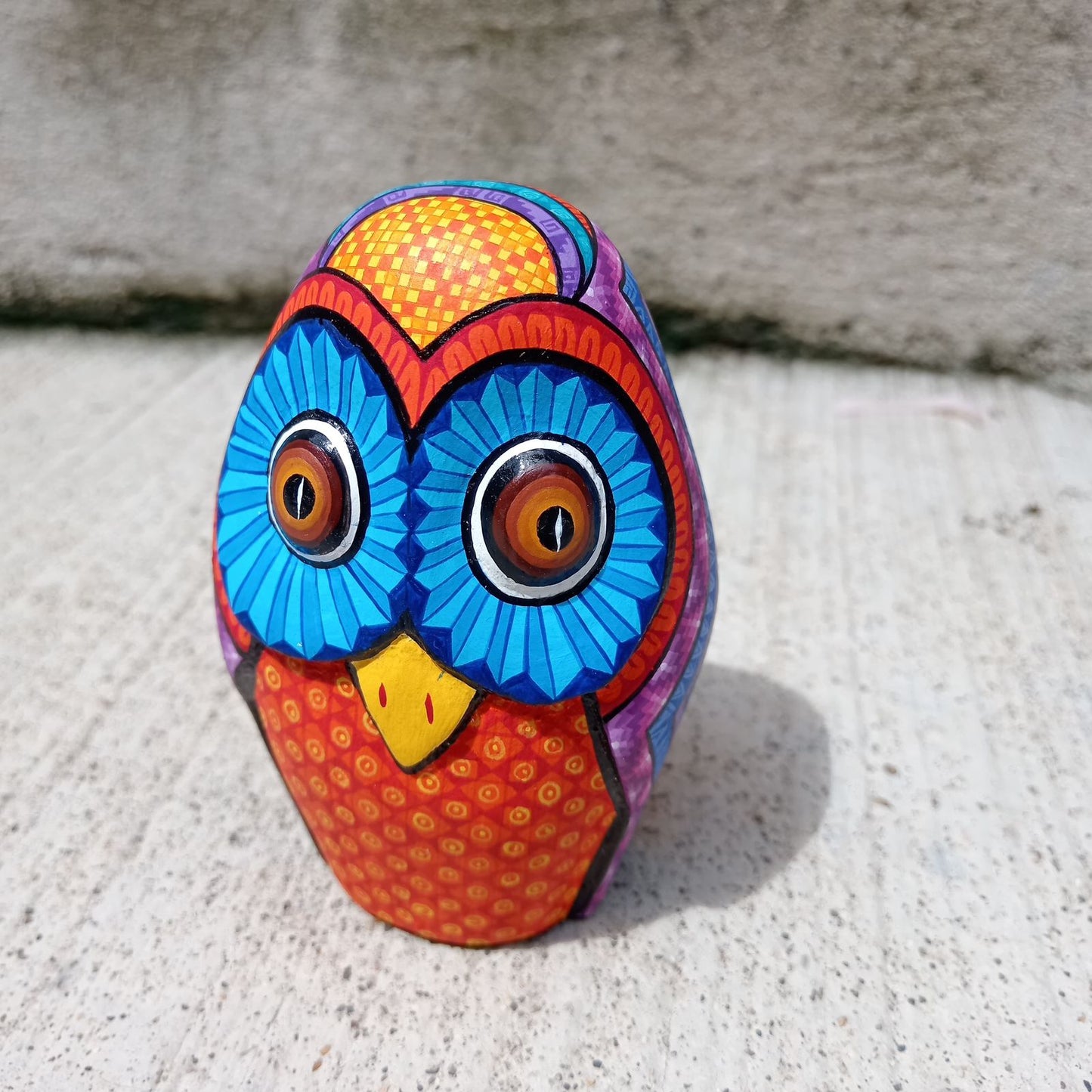 Mexican Oaxacan Wood Carving Owl By Julia Fuentes PP8334