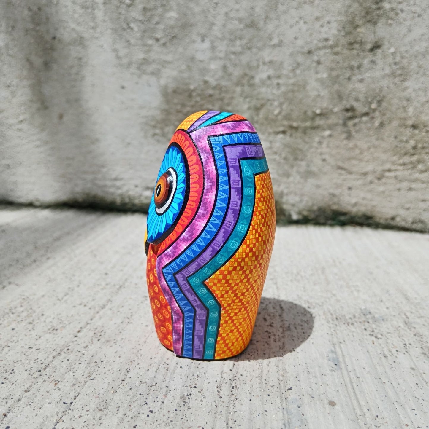 Mexican Oaxacan Wood Carving Owl By Julia Fuentes PP8334