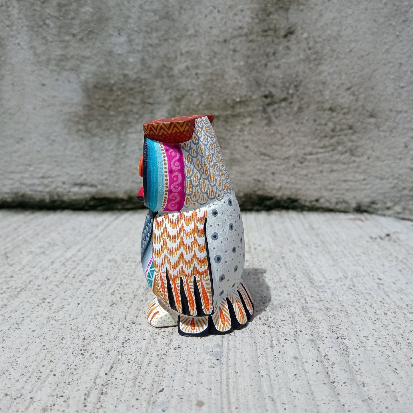 Mexican Oaxacan Wood Carving Owl By Julia Fuentes PP8335