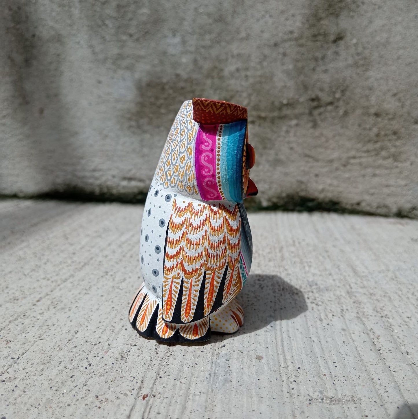 Mexican Oaxacan Wood Carving Owl By Julia Fuentes PP8335