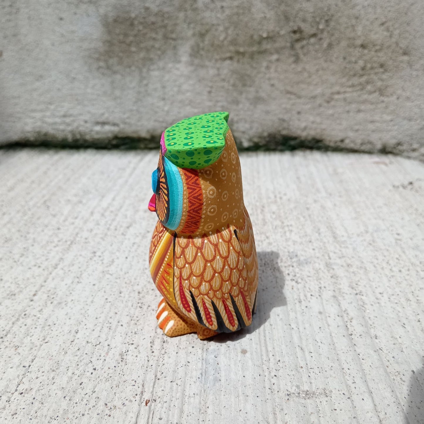Mexican Oaxacan Wood Carving Owl By Julia Fuentes PP8336