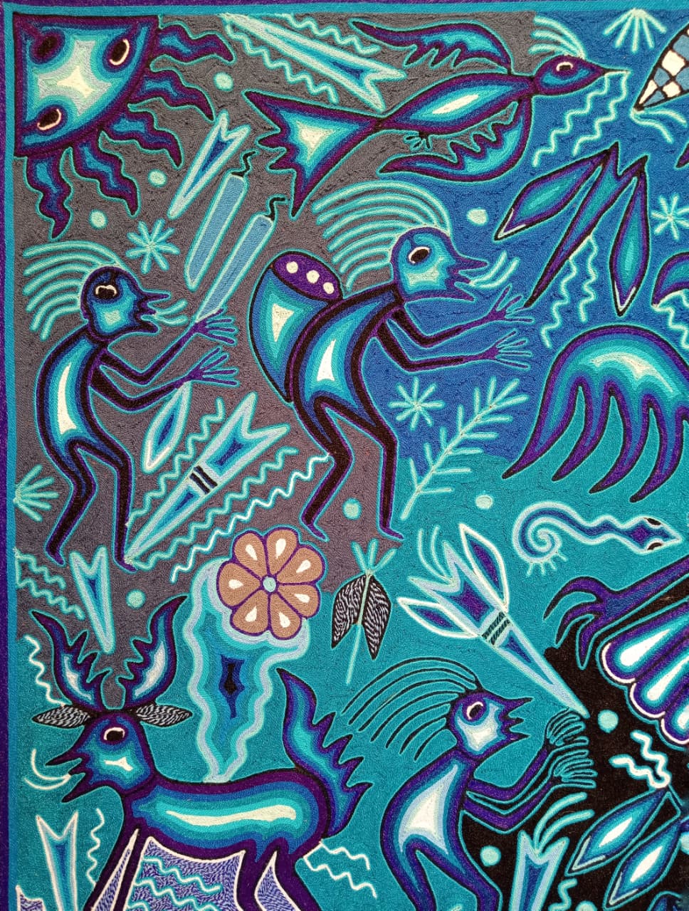 Mexican Folk Art Huichol Yarn Painting by Cooperativa Zitacua PP8337