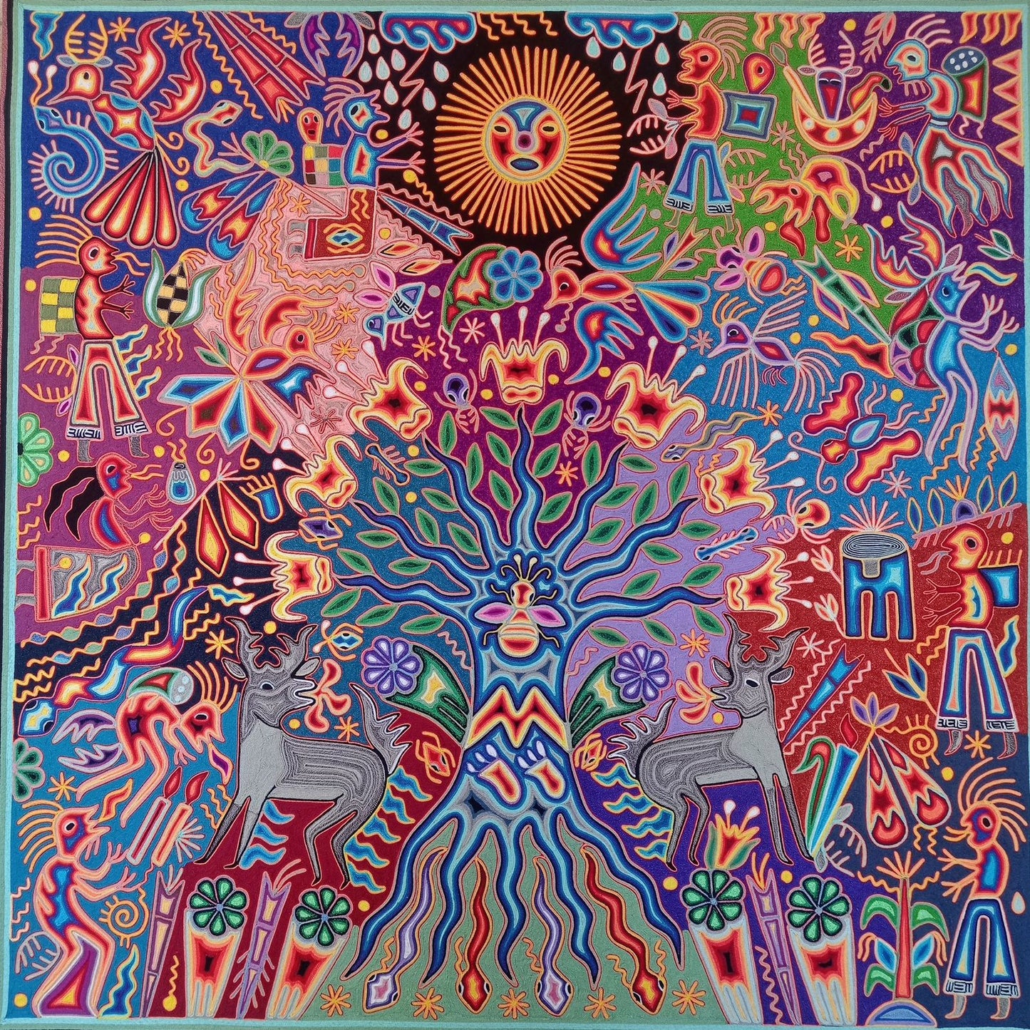 Huichol Yarn Painting Mexican Folk Art By Hilaria Chavez Carrillo PP8345