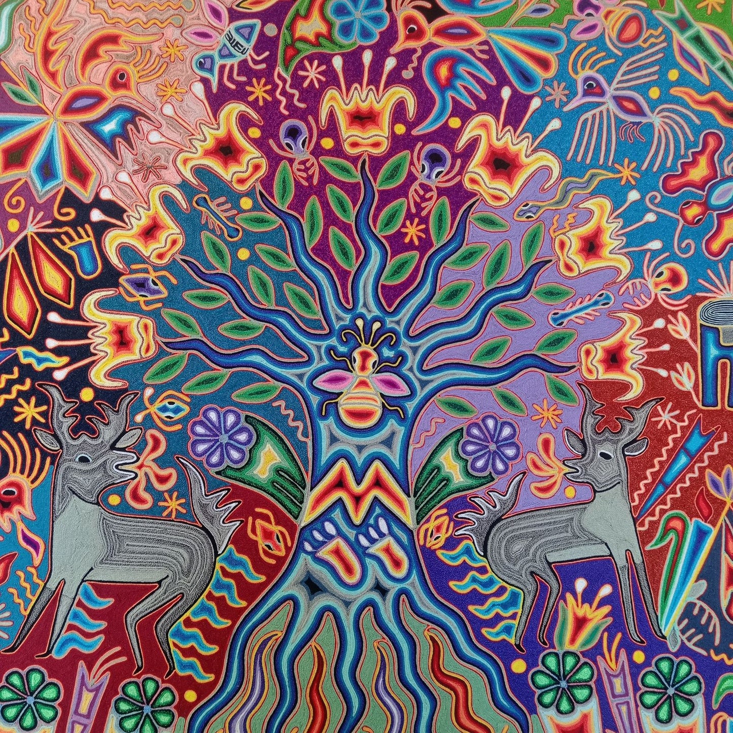 Huichol Yarn Painting Mexican Folk Art By Hilaria Chavez Carrillo PP8345