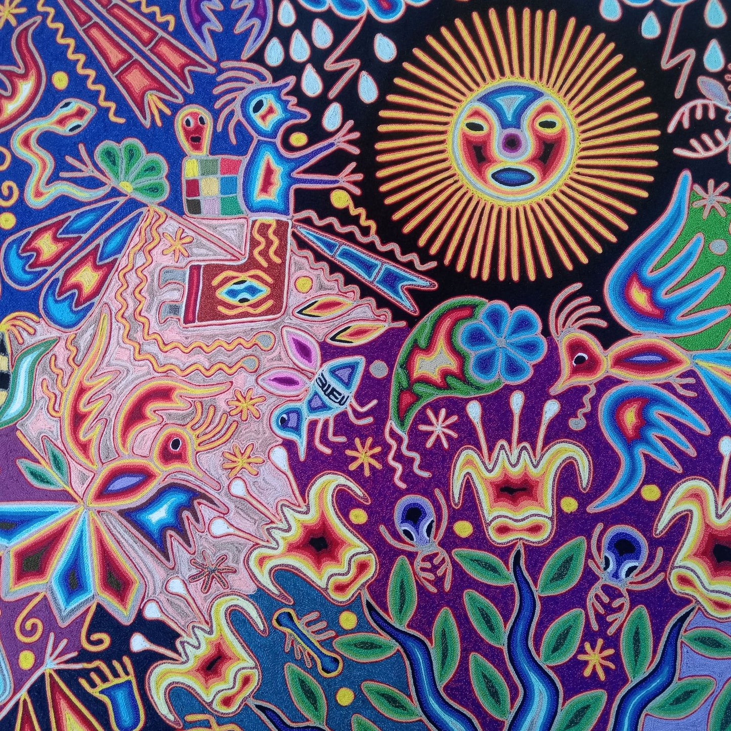 Huichol Yarn Painting Mexican Folk Art By Hilaria Chavez Carrillo PP8345