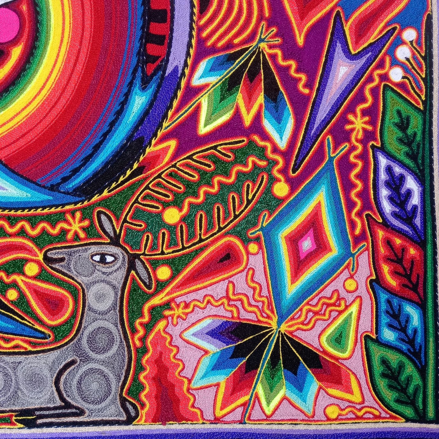 Tepehuano Yarn Painting Mexican Folk Art By Bautista Family PP8347