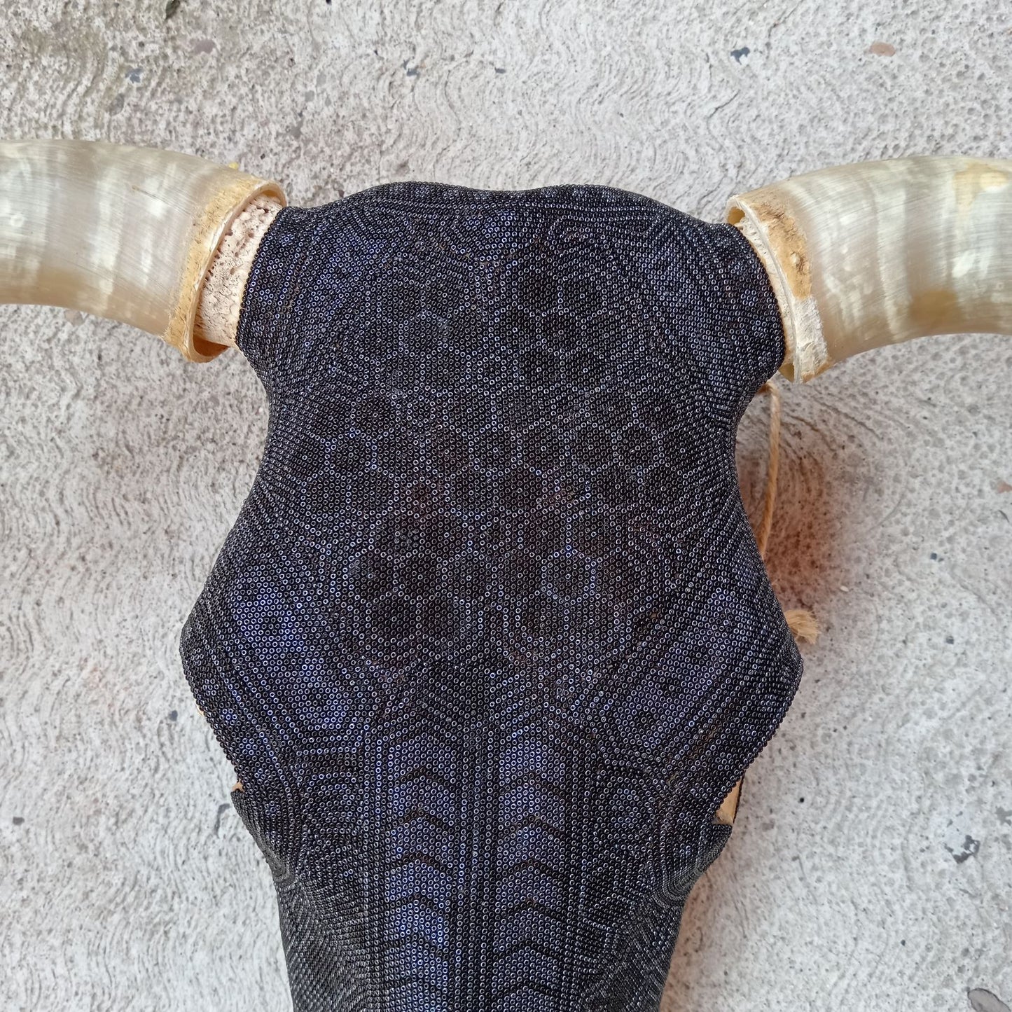 Huichol Bead Art Mexican Folk Art, Bull Skull By Mayola Villa Lopez PP8352
