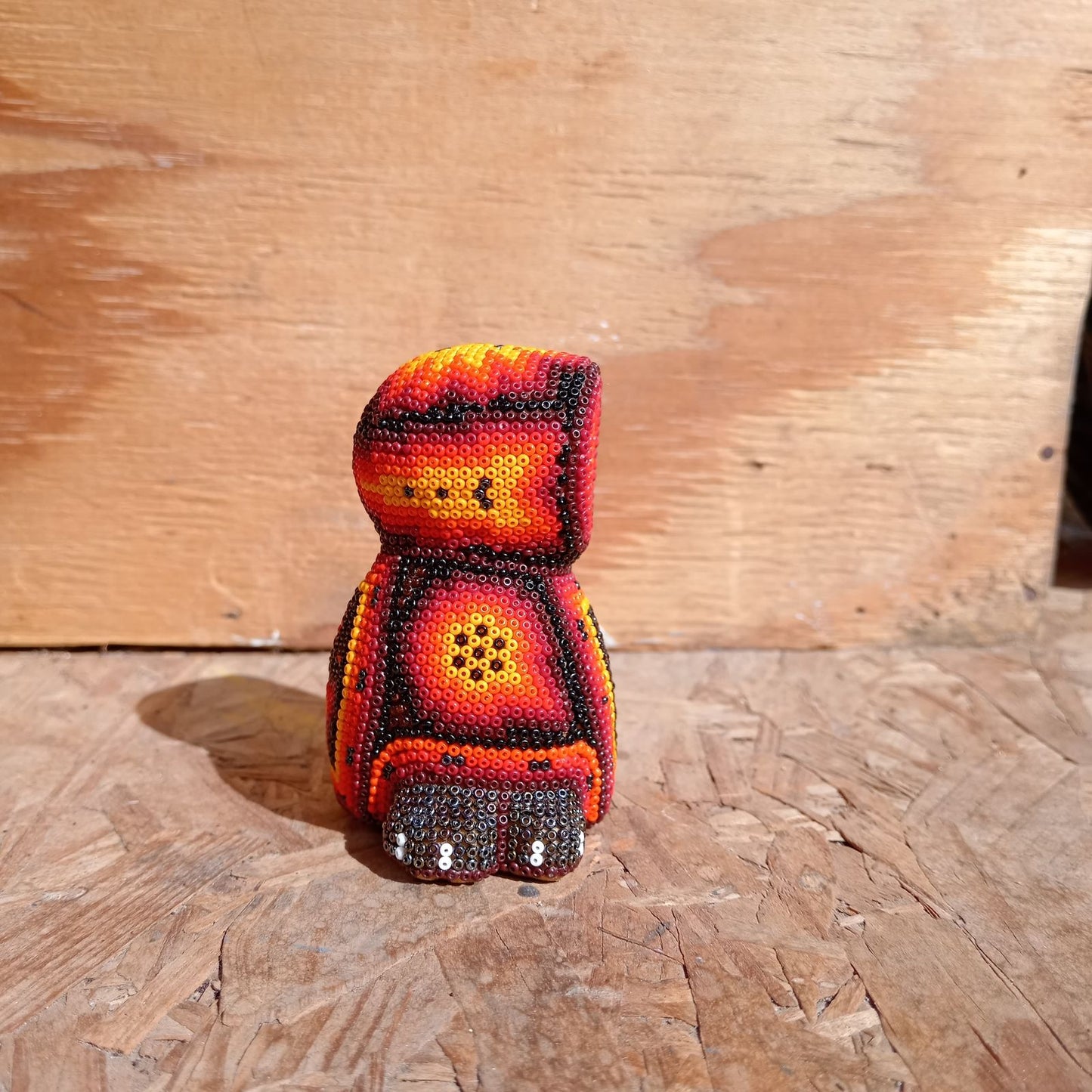Mexican Huichol Hand Beaded Owl By Mayola Villa Lopez PP8359