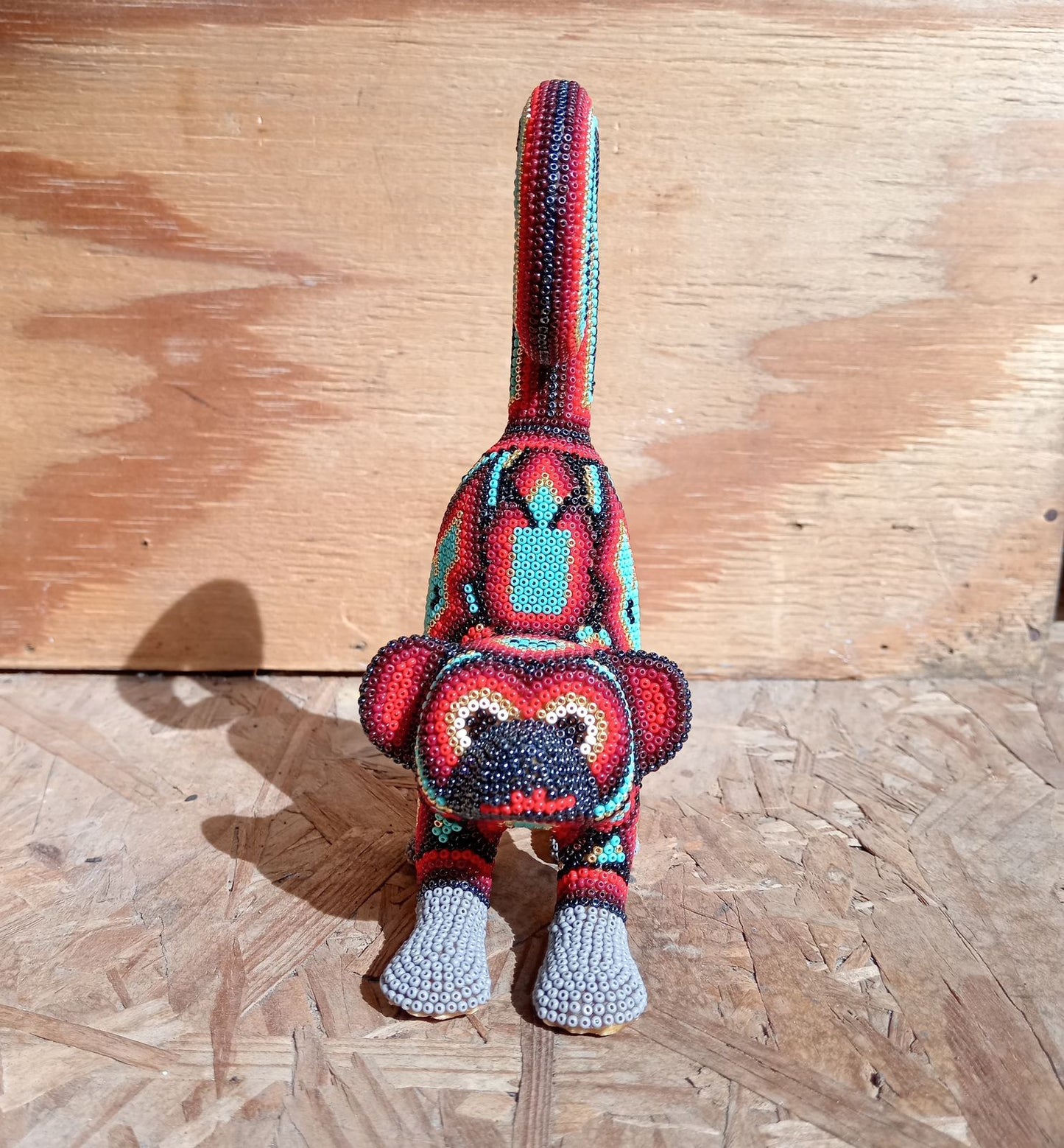 Mexican Huichol Hand Beaded Monkey By Mayola Villa Lopez PP8360