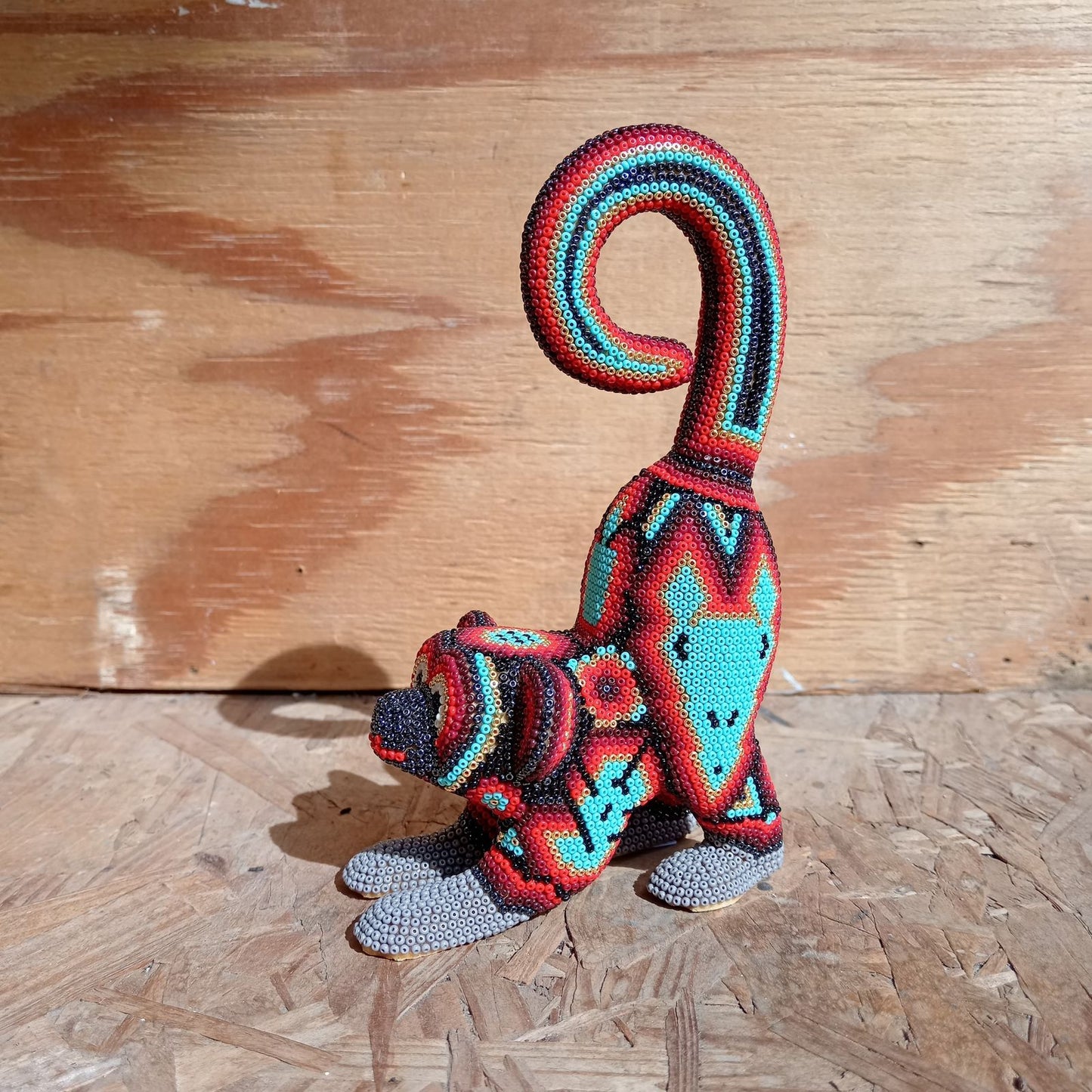 Mexican Huichol Hand Beaded Monkey By Mayola Villa Lopez PP8360