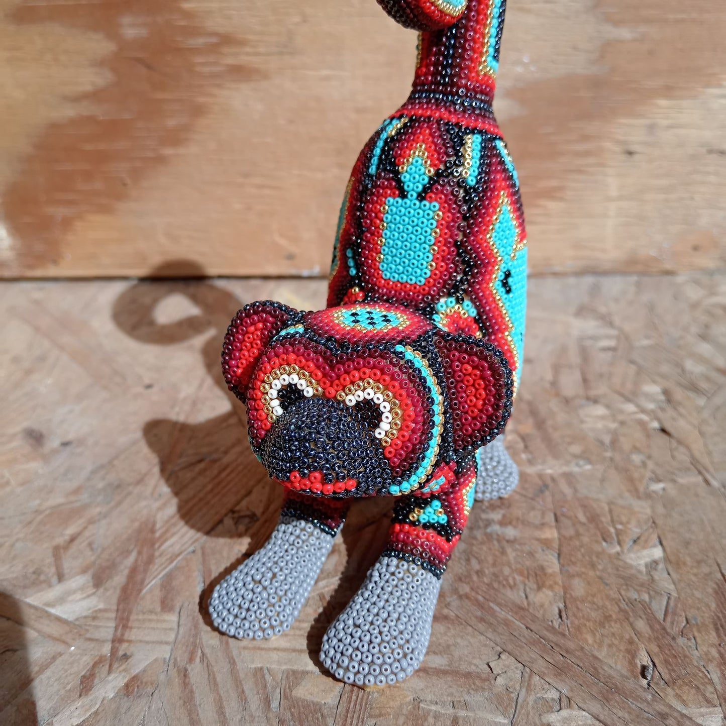 Mexican Huichol Hand Beaded Monkey By Mayola Villa Lopez PP8360