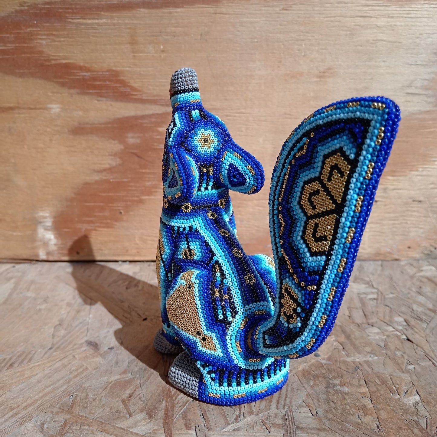Mexican Huichol Hand Beaded Coyote By Mayola Villa Lopez PP8361
